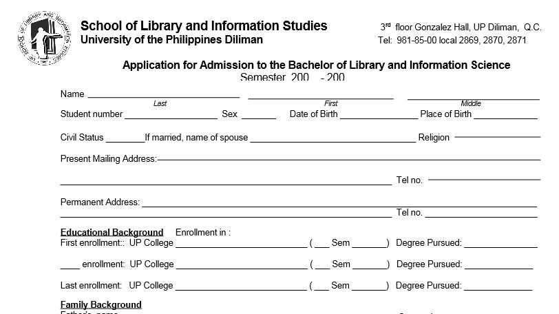 Deadline of BLIS and MLIS Application for the First Semester AY 2015-2016 is moved to June 15, 2015