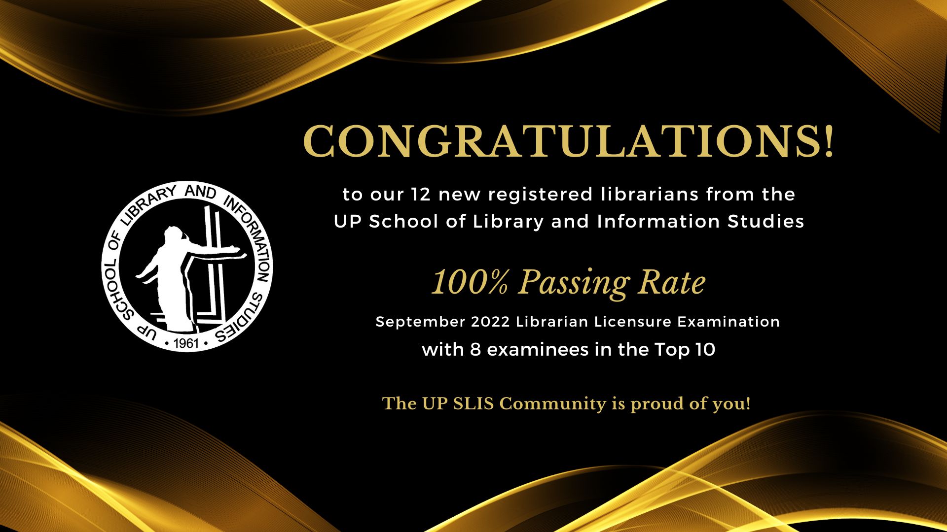 It's 100% passing for UP SLIS in the 2022 LLE!